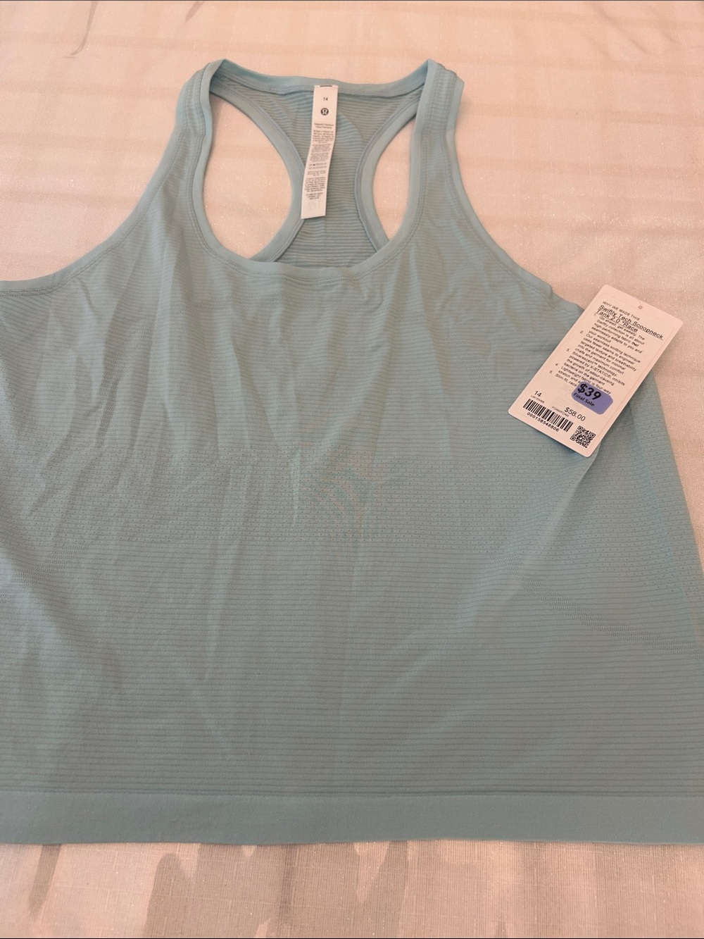 Womens Swiftly Light Blue Racerback Tank Top size 14 BMWT